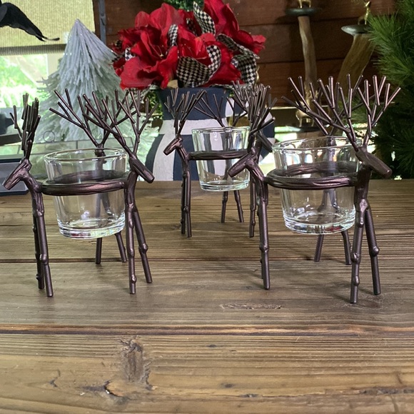 Yankee Candle Rustic Woodsy Triple Twiggy Deer Glass and Metal Votive Holders 🦌 - Picture 3 of 16
